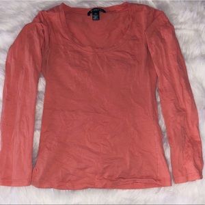 Coral colored long sleeve T, size S